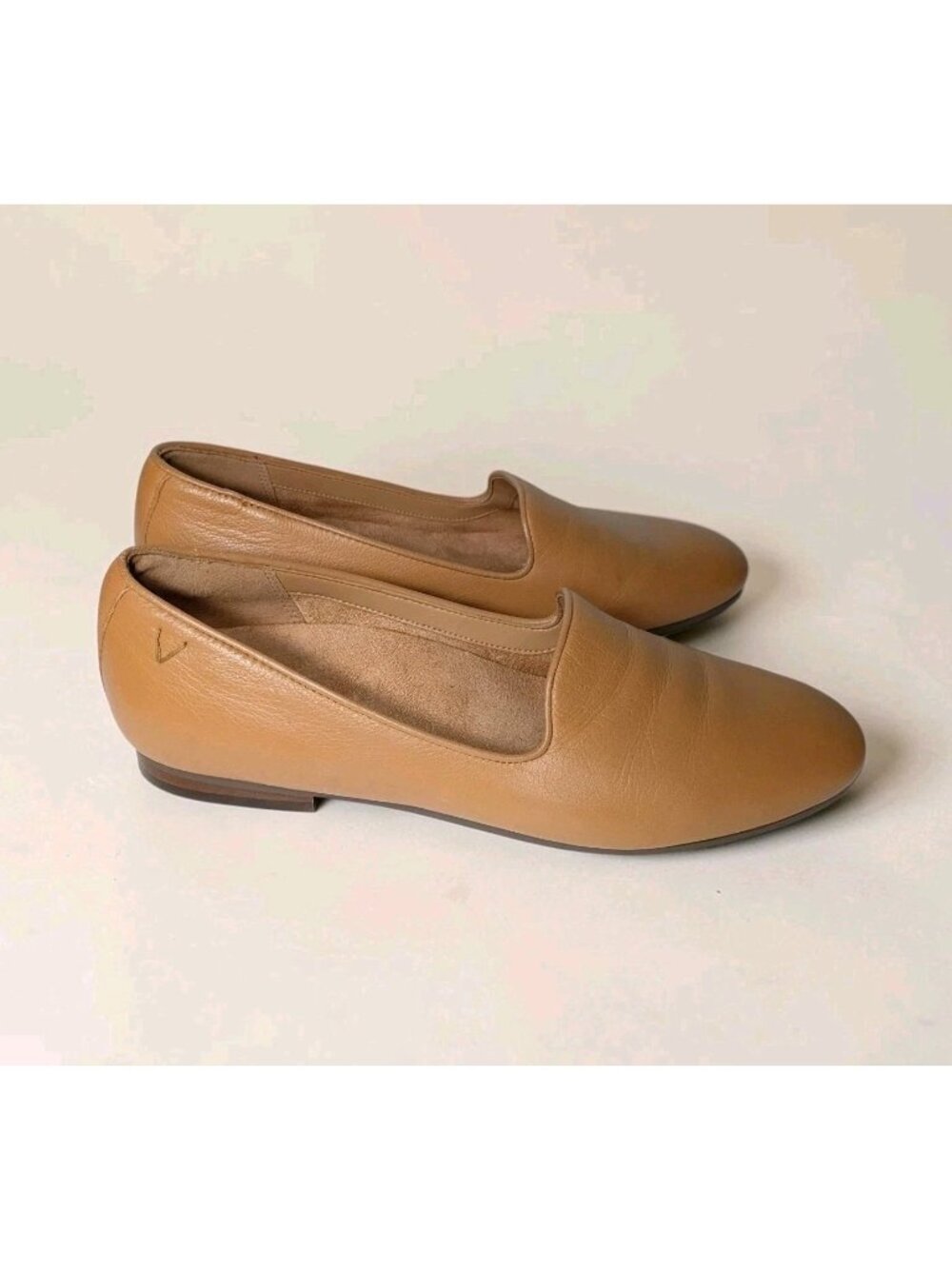 Vionic Womens Willa II Leather Slip On Loafers Shoes 9 Camel Brown Office Casual